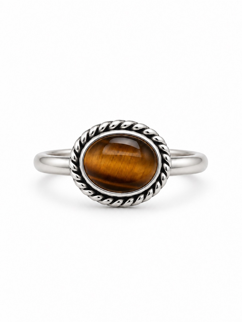 Tigers Eye Braided East West Ring